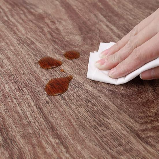 Fitted Round Table Cover Waterproof Oil Proof Tablecloth with Elastic Edges Wood Grain