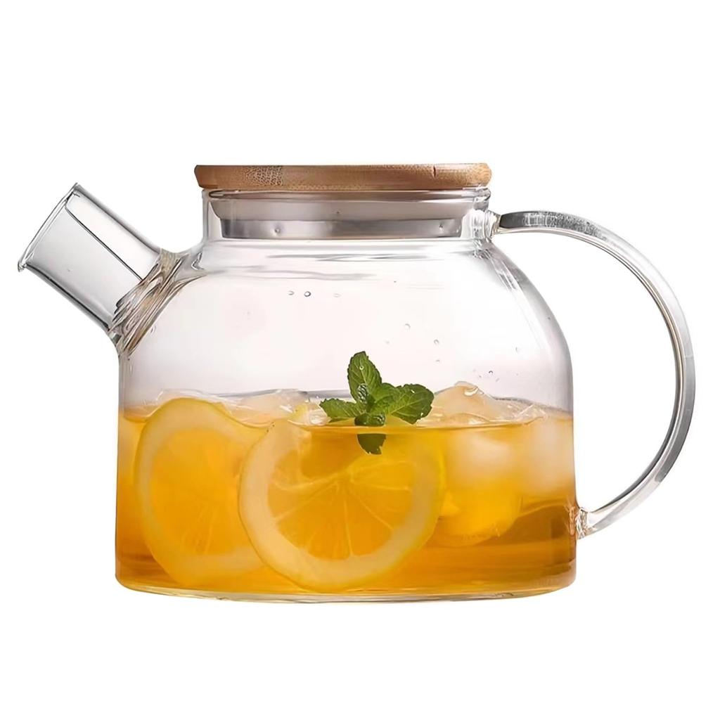 Desirable Glass Teapot, Heat-Resistant, Heat-Stovetop, [Food Sanitation Law Compliant], Shatter-Resistant, Clear, Round Teapot for Black Tea, Green