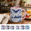 Independence Day Cup USA 250th Anniversary Blue Mug, Patriotic Ceramic Coffee with Heritage Eagle Flag Design, Gift for Veterans Men Women Durable