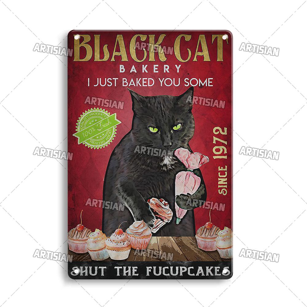 Металлическая пластина Artisian Black Cat, винтажная декоративная жестяная вывеска на Хэллоуин, Салем, святилище, декор для стен, гараж, бар, паб, клуб, кухня, дом