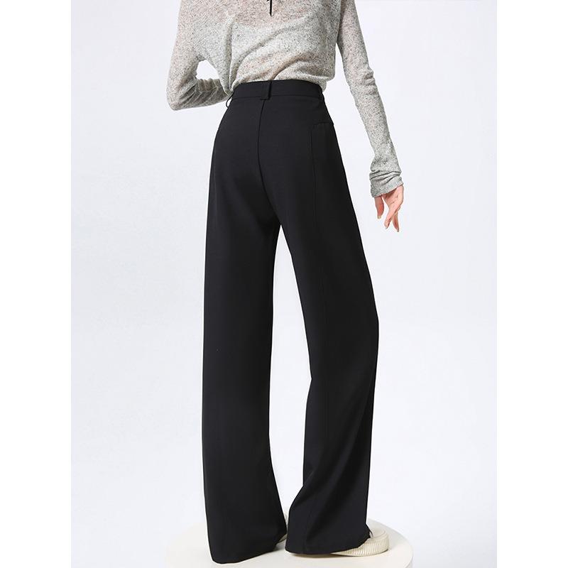 Gray Wide-leg Pants Women's Spring and Autumn New High-end Suit Pants High-waist Drape Casual Floor-mopping Straight Pants