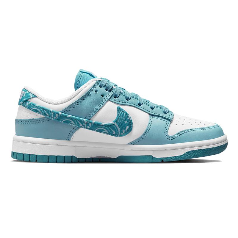 Nike Dunk Low ESS Синий Пейсли Холст Кожа Цветок Кешью Нескользящие Износостойкие Низкие Кеды для Скейтбординга для Женщин Бело-синие DH4401-101