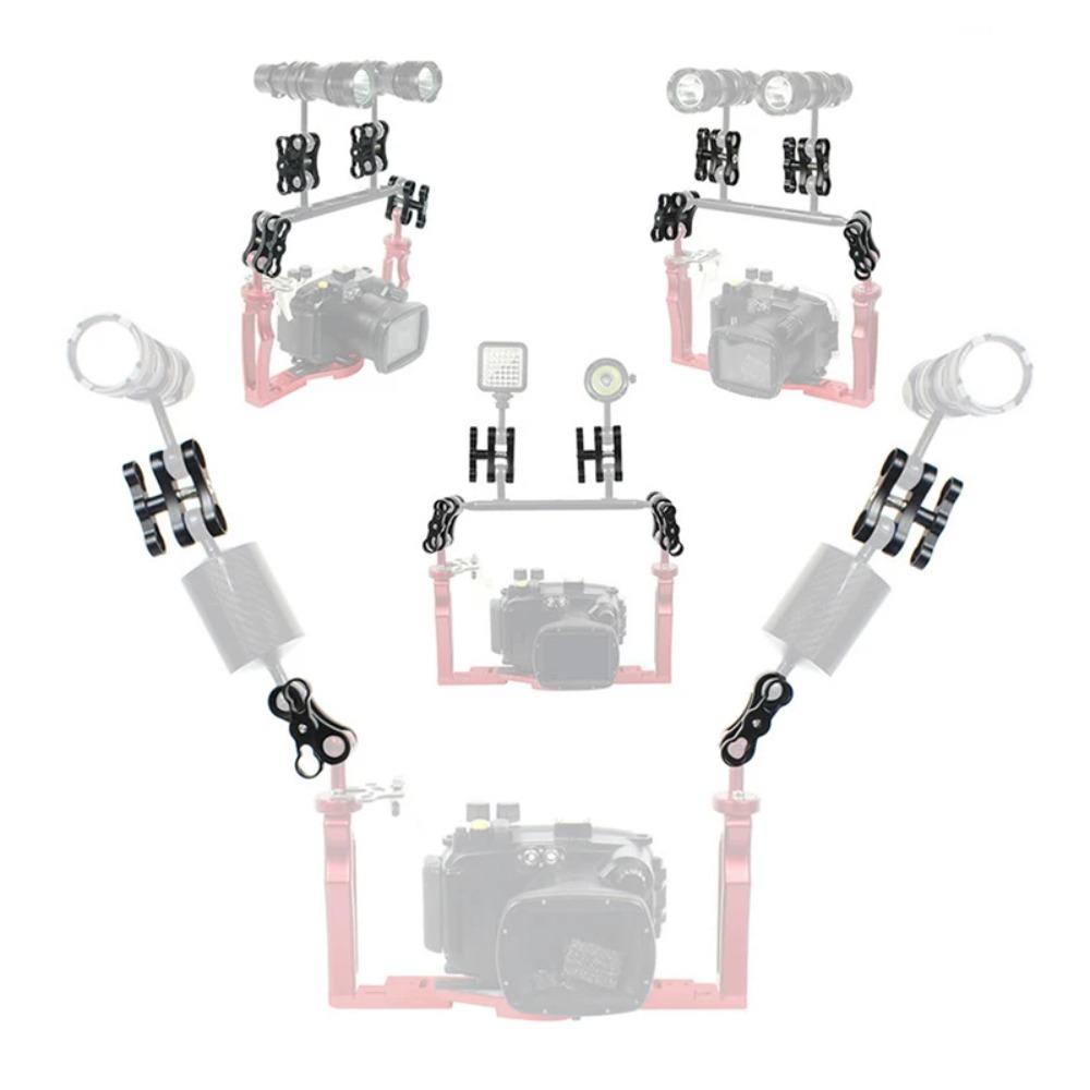 360° Aluminum Ball Head Butterfly Clip Diving Flash Light Arm Underwater Camera Bracket For GoPro12 DJI OSMO Action4 Insta360