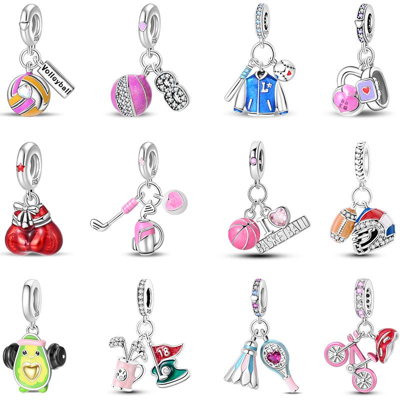 Медь Волейбол Бейсбол Бадминтон Гольф Спорт 3мм Шармы Бусины Подвески Вечеринка по случаю дня рождения Изысканные DIY Ювелирные изделия Подарки