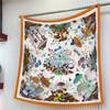 90cm Autumn High-quality Twill Silk Floral Scarfs Ladies Sun Protection Square Shawl and Scarf
