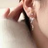 Simple Sweet Cute Ribbon Bow Earrings For Women  Trend Curved Hook Screw Buckle Earrings Wedding Jewelry Gift