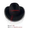 Trendy Cowboy Hat Denims Hat with Sparkling Rhinestones and Fringe Detail for Outdoor Activities Parties Halloween Hat
