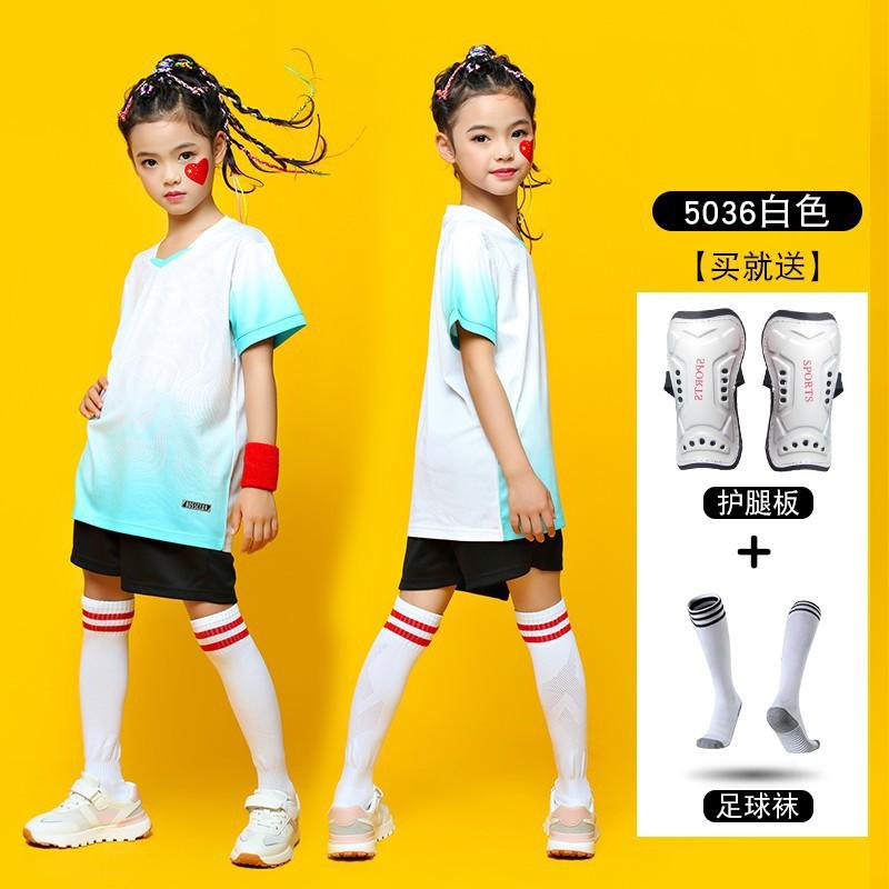 Kids Soccer Jersey Set With Printed Design Boys Training Uniform Sportswear Football Practice Match