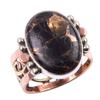 Natural Black Turquoise Gemstone 925 Sterling Silver Two Tone Ring Size 7.5 D2K15