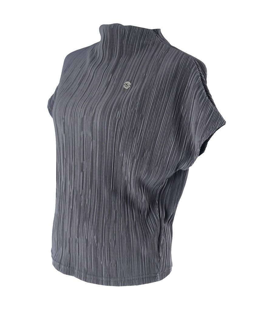 STARRYEYED Daily Pleated Cap Sleeve Blouse Top (Charcoal)