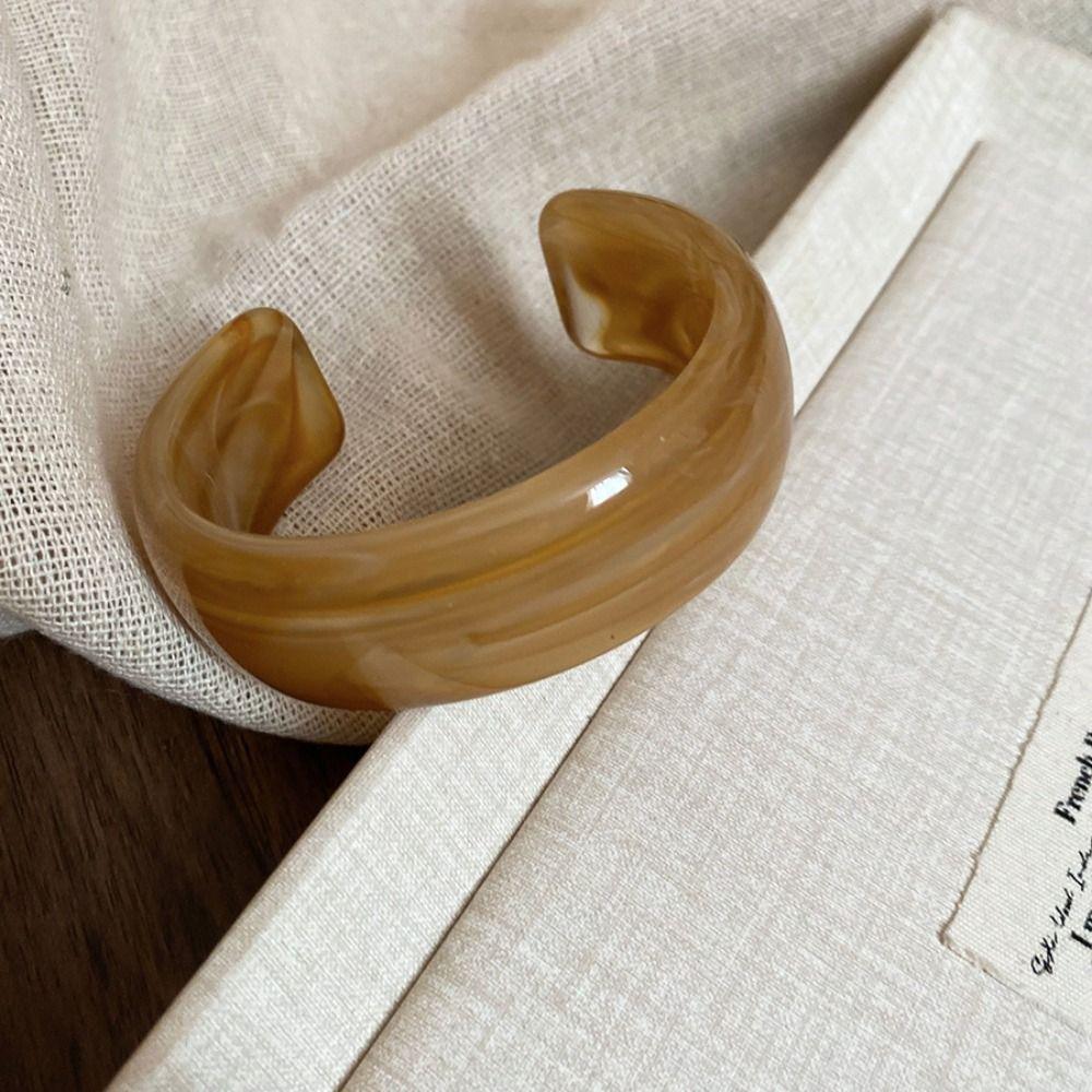 Europe American Style Resin Bangle Dopamine C Shape Cuff Bangles Wide Open Bangle  Decoration