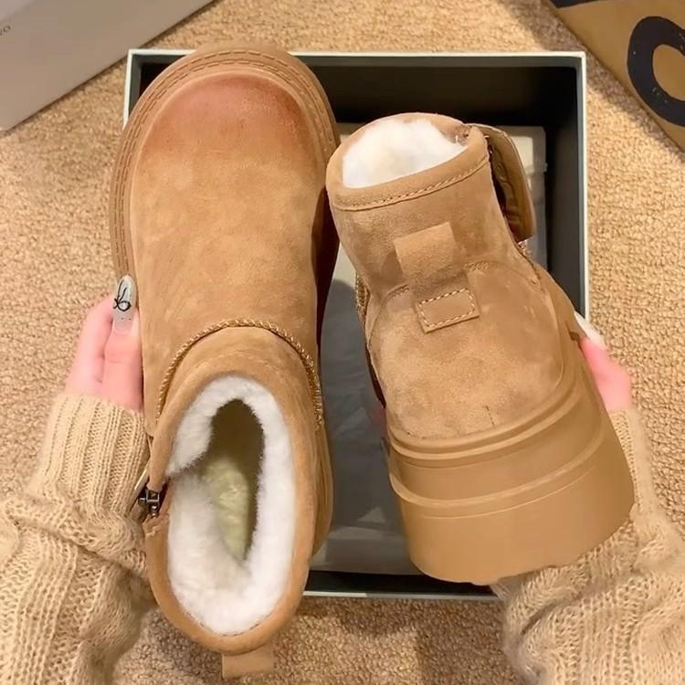 [sheii Су Иньинь] Маленькие ушки~ на толстой подошве маленькие короткие шерстяные ботинки-трубы детские зимние ботинки