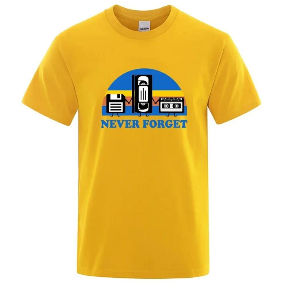 Summer Men's T-shirt Never Forget Sarcastic Graphic Music Funny Printed Blend T-Shirt Loose Male Top Casual Short Sleeve