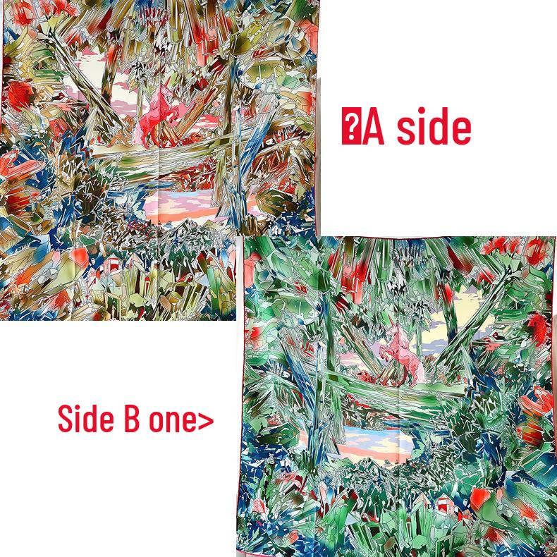 Elegant Thickened Mulberry Silk Twill Scarf/Shawl - Dual-Color Print for Women