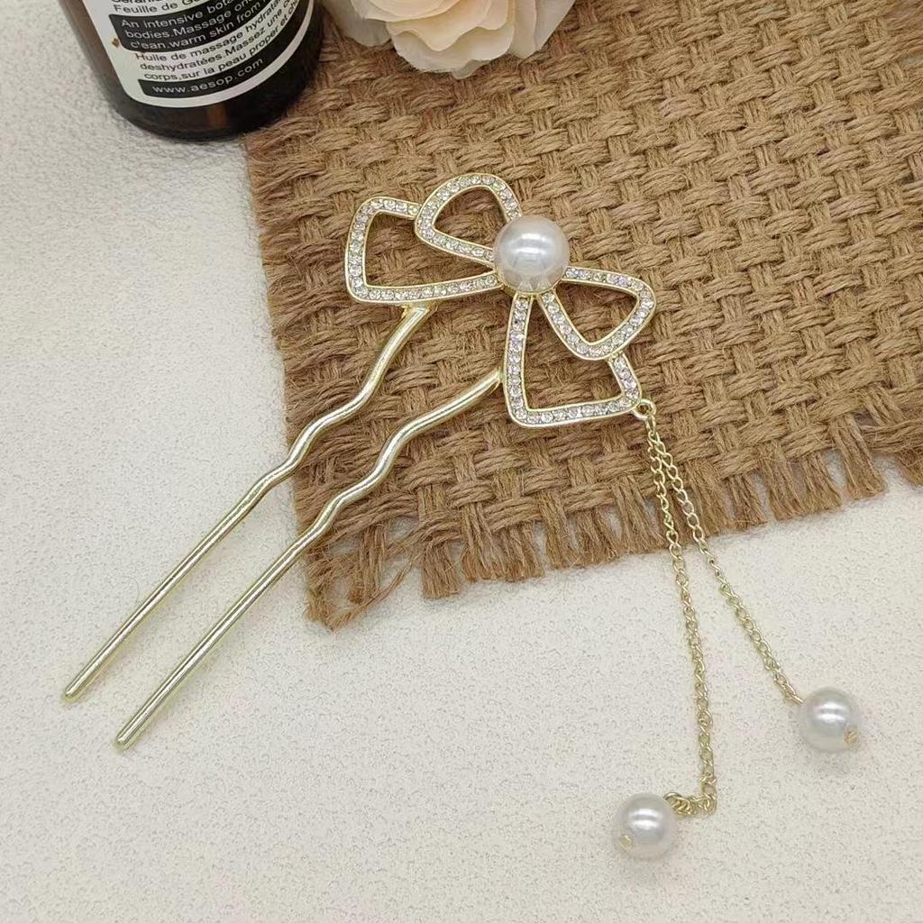 Элегантная жемчужная кисточка-заколка для волос для женщин - современный и старинный стиль Cheongsam U-образная заколка для волос