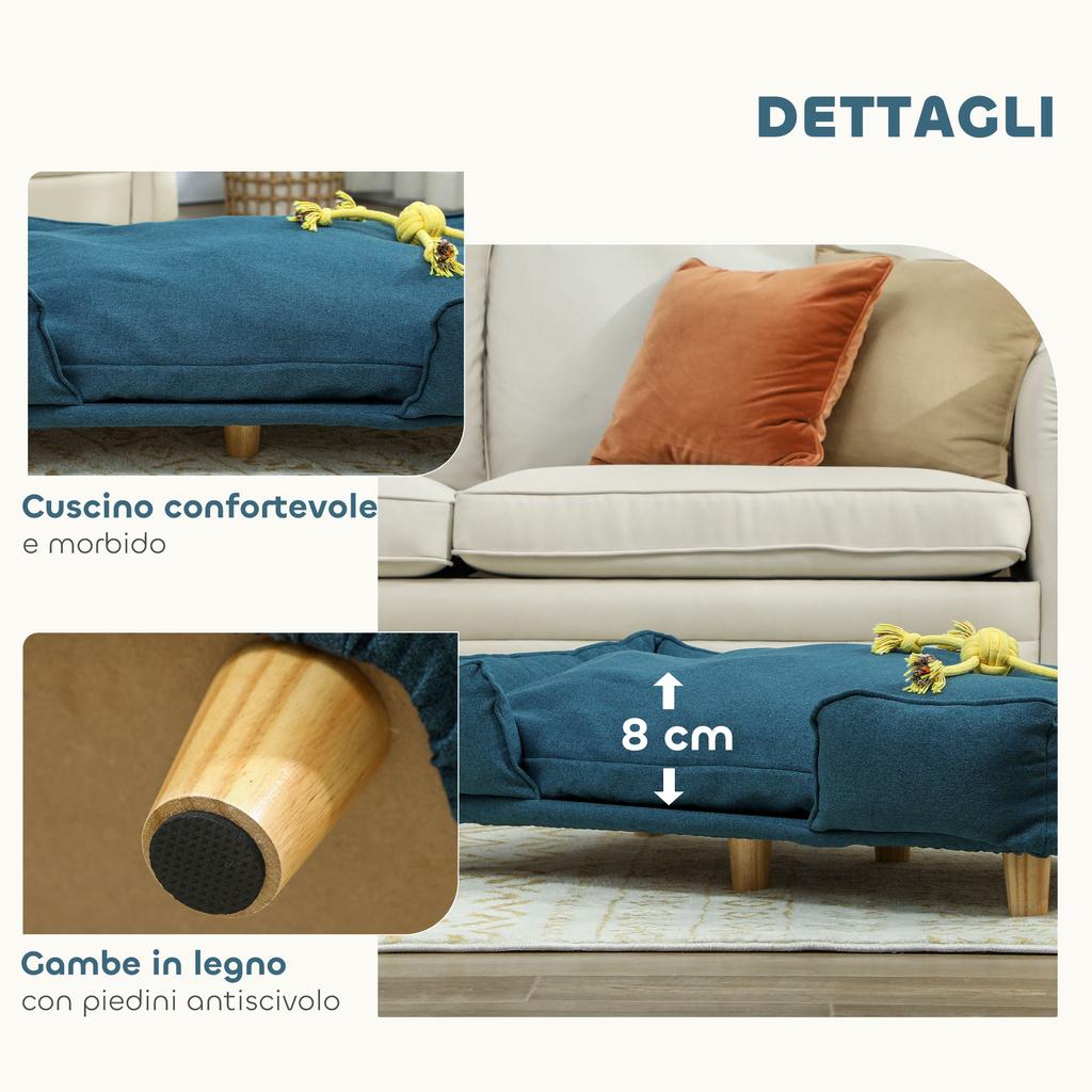 Indoor Sofa Bed for Large Dogs up to 30 kg with Removable Cushion, 96x66x24 cm, Blue