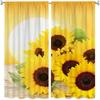 3D 2 панели Черная штора с принтом подсолнухов, штора с кулиской для спальни, офиса, кухни, гостиной, кабинета, домашний декор
