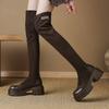 Осень и зима новые ботинки Мартин на толстой подошве с рукавом женские нескользящие одинарные женские ботинки круглый носок квадратный каблук удобный средний каблук выше колена