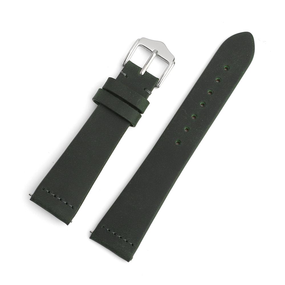 17mm 19mm 20mm Vintage Leather Watch Strap Blue Red Green Colors Crazy Horse Leather With Quick Release Replacement Watchband