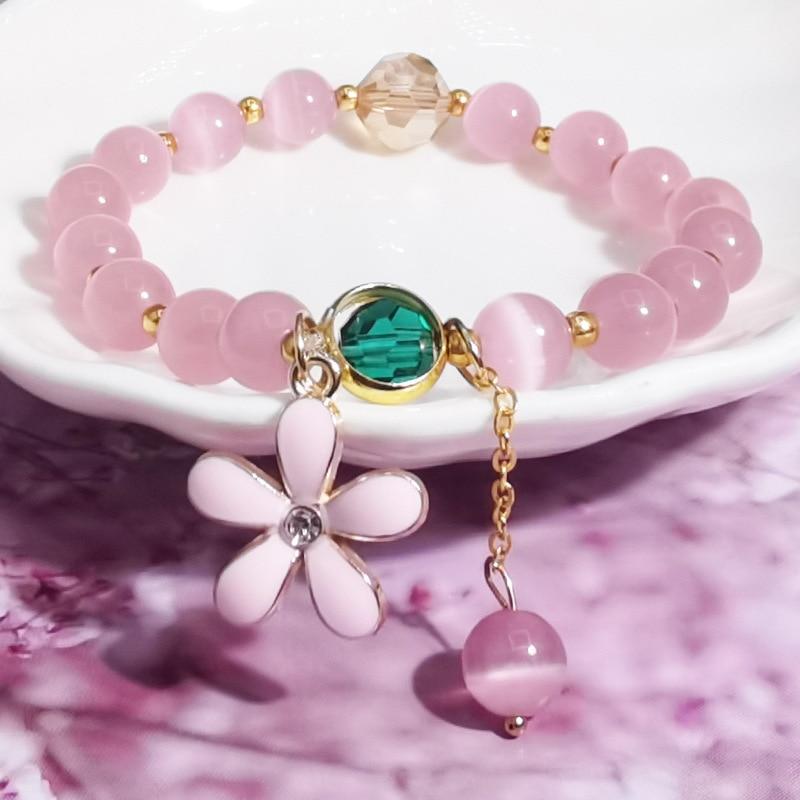 Новый женский милый простой и модный универсальный браслет с опалом, подвеска в виде цветка, разные цвета, ювелирные изделия из одного круга