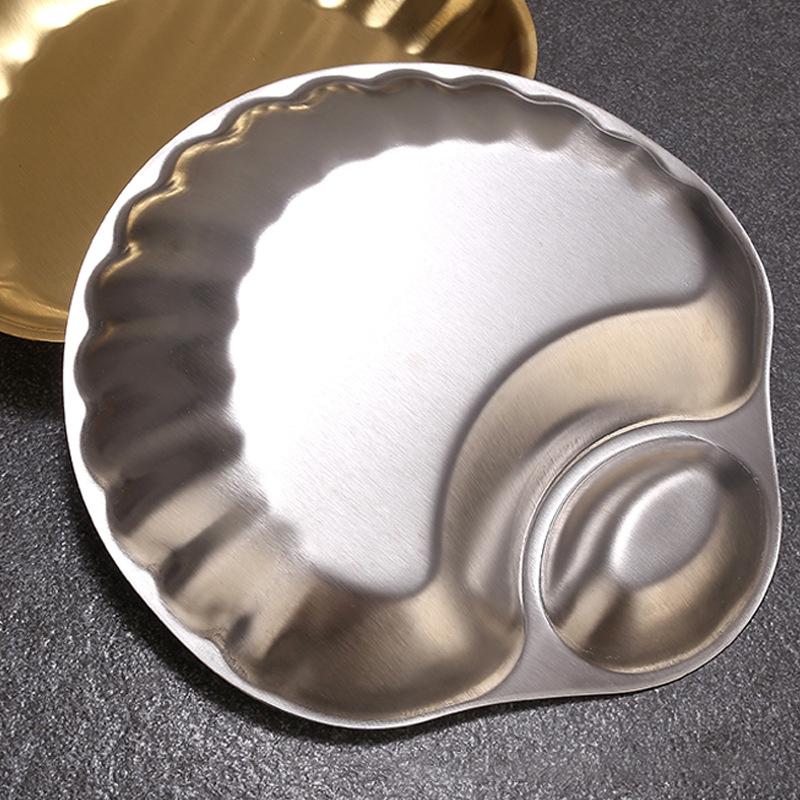 Французский Ретро Форма Ракушки Нержавеющая Сталь Картофель Фри Жареная Курица Тарелка для Закусок Домашнее Хранение Декоративные Тарелкипрочная Нержавеющая Сталь