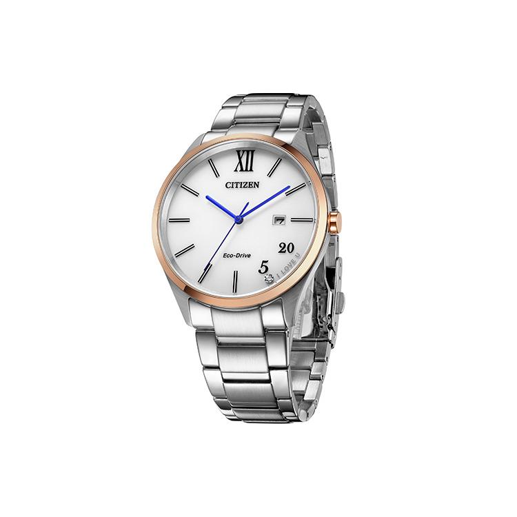 Citizen Коллекция Eco-Drive Часы с солнечным механизмом Стальной ремешок Мужские часы Белый циферблат BM7356-80A