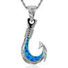 Гавайские украшения ожерелье с подвеской Fishhook Blue Opal, серебряная цепочка 925 пробы, 45 см [Leilani] для мужчин (Веревка включена)
