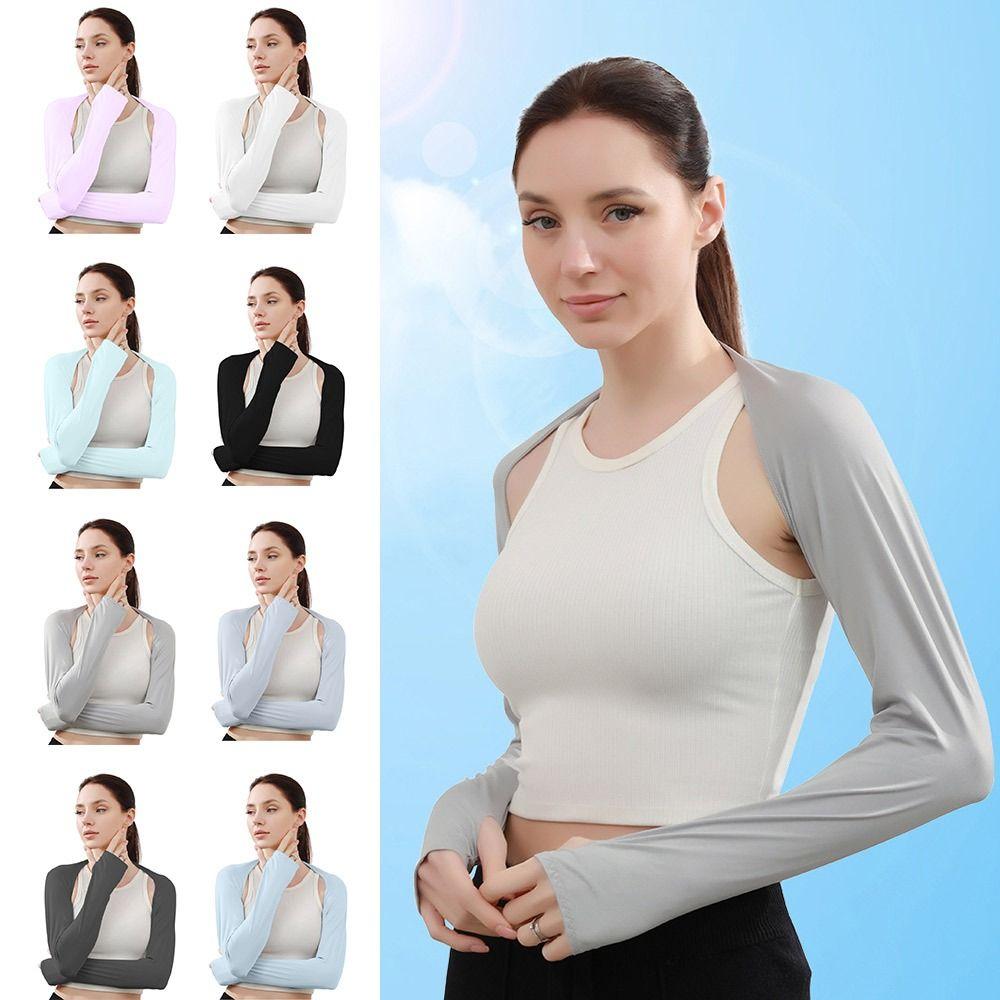 Sun Protection Ice Arm Sleeves Air-conditioned Shirt Open Cover Arm Cover Raglan Sleeve Summer