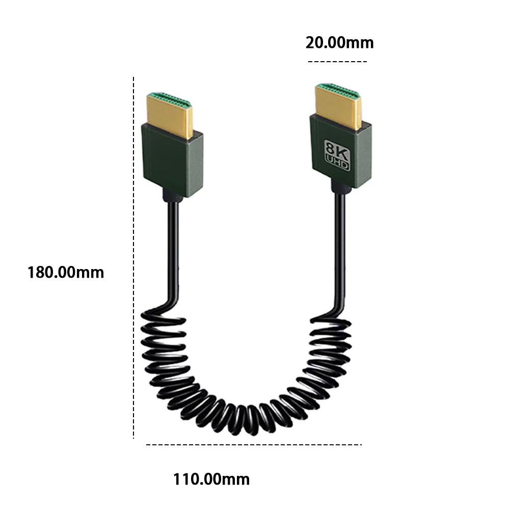 Кабель HDMI-совместимый на HDMI-совместимый 8K Ultra HD витой кабель папа-папа Экстремально тонкий кабель HDMI-совместимый 2.1 8K@60Гц 4K@120Гц