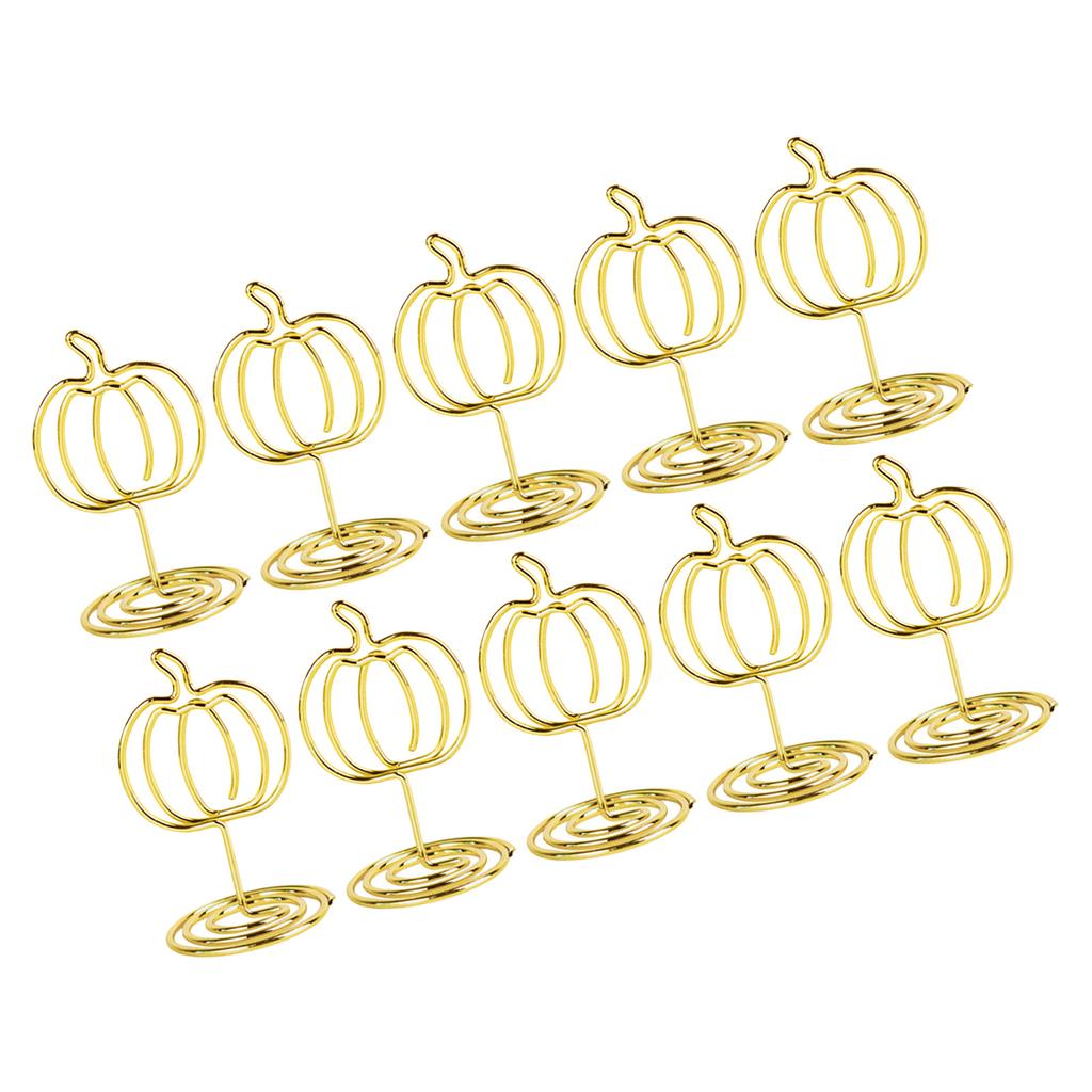 10Pcs Hollowed Pumpkin Note Holder Iron Wire Table Number Stands Photo Display Stand For Thanksgiving Table Decoration
