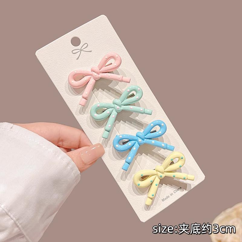 Korean Print Bow Hair Clip Clamp Children Simple Bowknot Barrettes Hairpins For Girls Side Clip Baby Cute Hair Acccessories