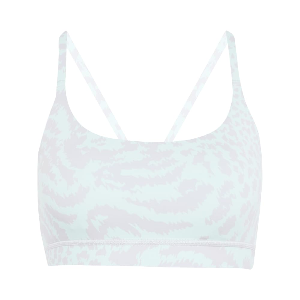 Adidas All Me Light Support Sports Print Dawn Size AB Bra, All-Over Bra, JNQ32, Women's, Semi-Flash Aqua/Silver (IX0457), J/L,