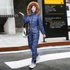 Winter New One Piece Ski Suit Women Solid Color Down-cotton Glossy Set Hooded Outdoor Suitable Cold Weather -20 ℃ Warm Set
