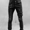 Men's Fashion Brand Slim Design Jeans Small Foot Trousers Streetwear Hip Hop Personalized Zipper Male Zips Biker Long Pants