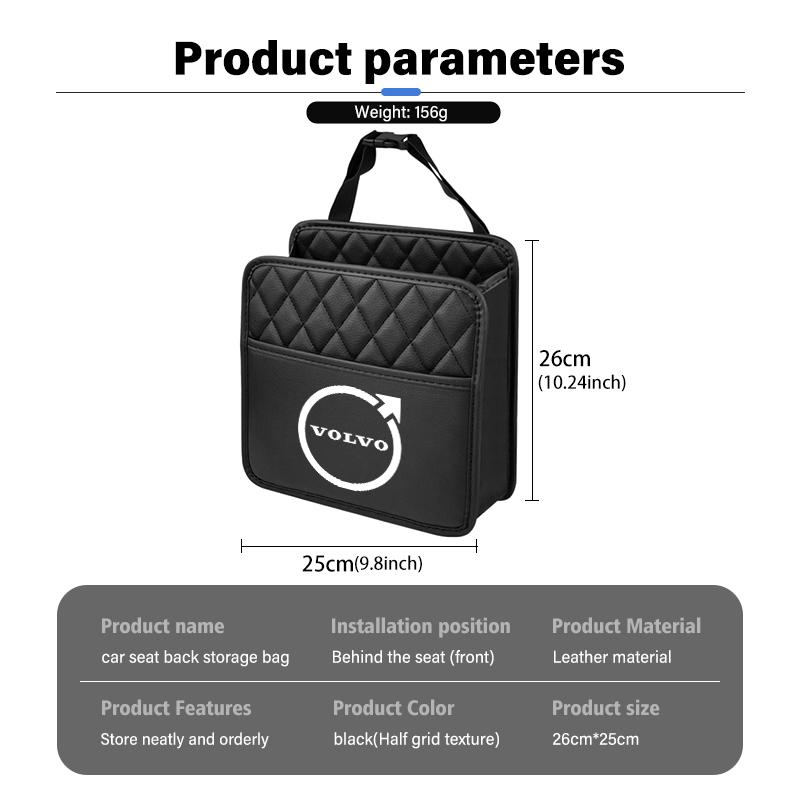 For Volvo Leather Car Seat Storage Bag Chair Back Water Cup Tissue Box AWD XC60 S40 XC40 XC90 C30 C70 S60 S80 S90 T6 V40 V50