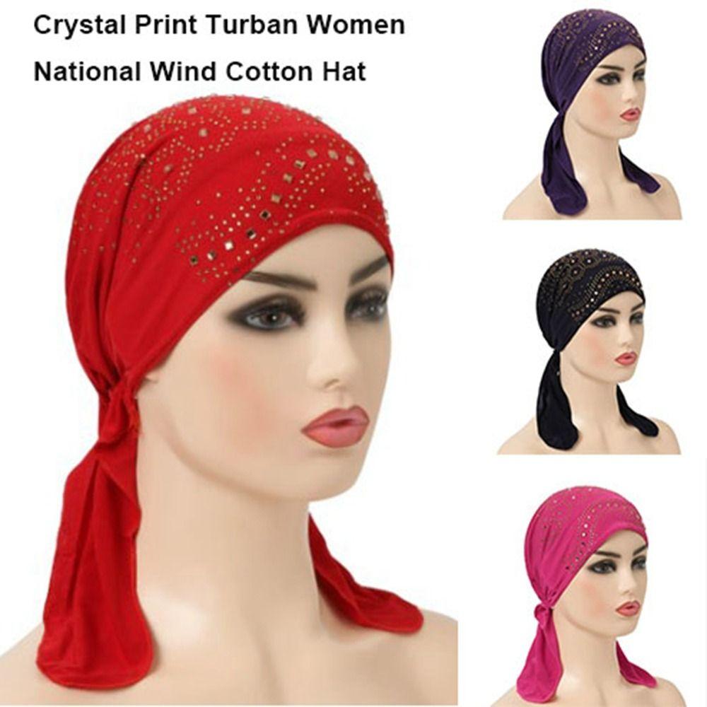 With Many Stones Wind Cotton Hat Bandana Casual Chemotherapy Hat Women National