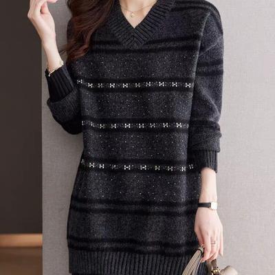 Средний и длинный большой свитер женский осенне-зимний новый ленивый стиль с утолщенным вязаным свитером свободный верх