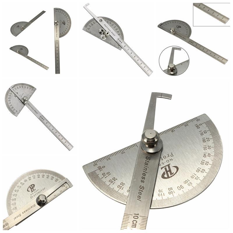 100 мм Нержавеющая сталь 0-180 градусов Стальной транспортир Угломер Линейка Измерительный инструмент