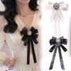 Black Ribbon Bowtie Brooch Crystal Rhinestone Bow Tie Brooches  Dress Coat Accessories