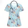 Cartoon Animal Nursing Scrubs Tops Women Nurse Uniform Women Fashion V-Neck Pocket Overalls Medical Uniforms Uniformes Woman