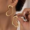 1 Pair Women Earrings Irregular Linear Polished Alloy Solid Color Exaggerated Club Party Hanging Earrings Bland Style Ear Jewelry