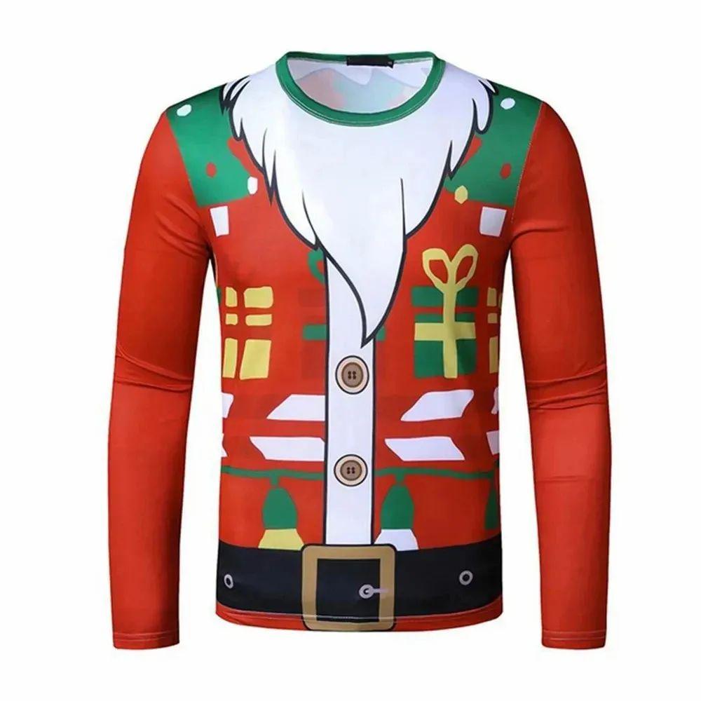 Man Business Christmas Party Series Fake Suit Fashion Interesting 3d Printed Long Sleeve Crew Neck Trend Plus Size Clothing