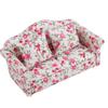 Son De ZosuMae Dollhouse Scale Dollhouse Accessories Flower Pattern Mini Furniture Sofa Set With Back Cushions [Trantean Mode] Sofa, 1/12 (# 2)