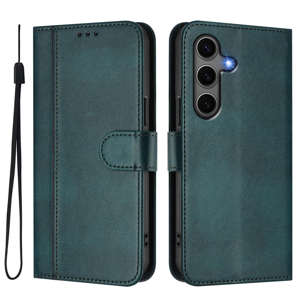 For Samsung Galaxy S24+/Galaxy S25+ Cases Wallet Stand Retro Texture Leather Phone Cover with Lanyard