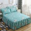 Floral Printed Bedspread Bedskirts Set 3PCS Bed Fitted Sheet With 2 Pillowcases Soft Breathable Bed Mattress Cover Protector Mat