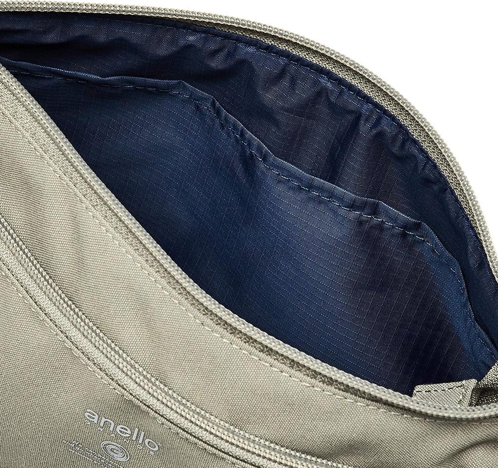 Сумка через плечо CABIN серо-бежевая [Anello Grande] мини, легкая/водоотталкивающая/много отделений, GTM0173Z,