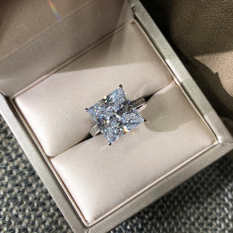 Gica Gema 925 Sterling Silver Yellow Square Ring For Women Fine Temperament High Grade Jewelry Gift