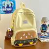 Hamburger Cartoon Nylon Casual Backpack With Dual Color Design For Daily Use