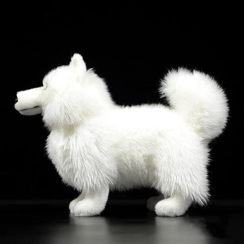 Simulation Samoyed Plush Toy Realistic Standing White Samoyed Pet Dog Stuffed Cute Dog Puppy Model Unique Plush Gift Collection for Kids Home -