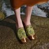 New Chinese Style Embroidered Bag Head Half Slippers Women's Summer Wear French Temperament Satin Muller Cool Slippers with Skirt